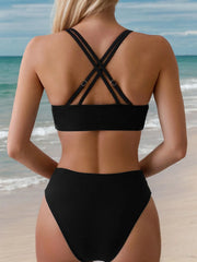 Solid Criss Cross High Rise Bikini