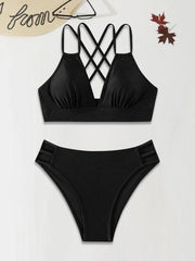 Solid Criss Cross High Rise Bikini