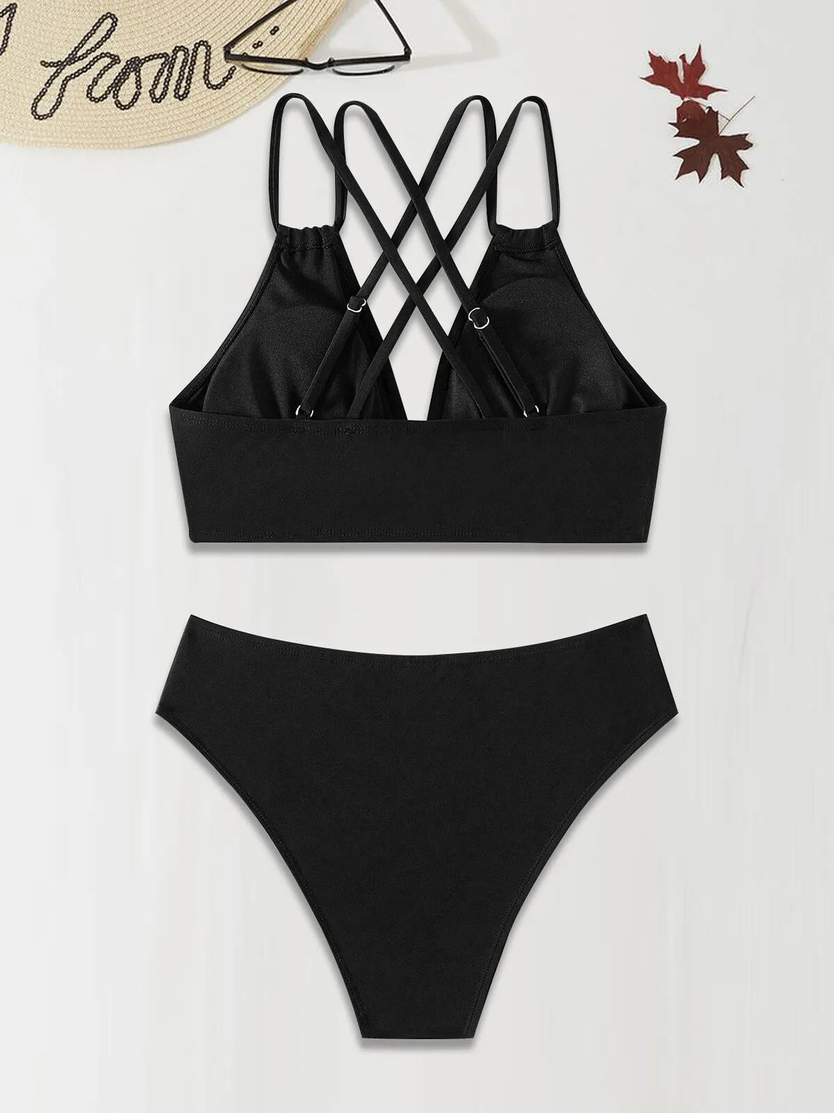 Solid Criss Cross High Rise Bikini