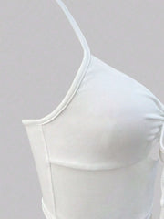 Solid Cut Out Spaghetti Strap Cami