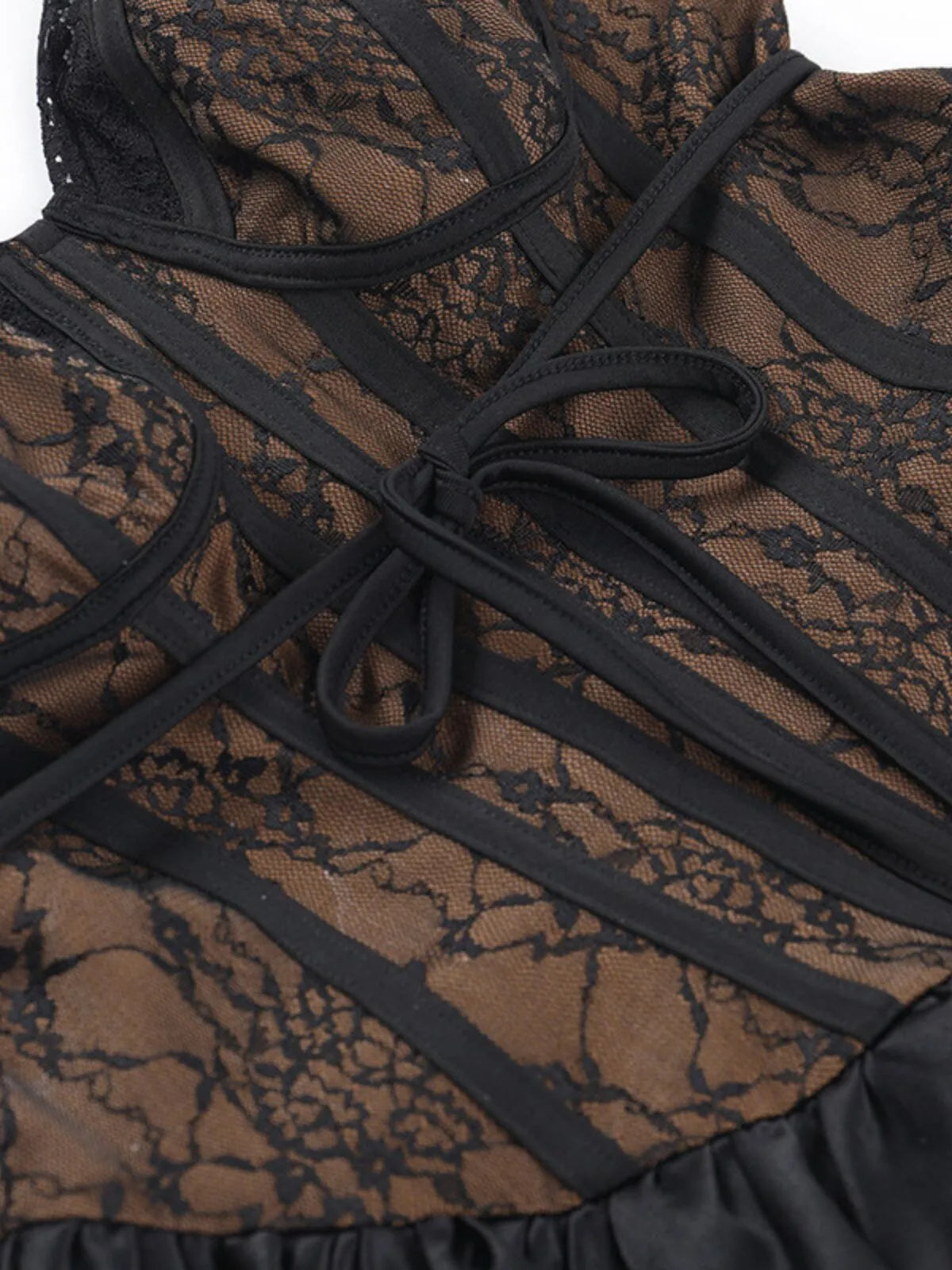 Solid Dark Style Halloween Slim Sexy Lace Spaghetti Strap A-line Dress