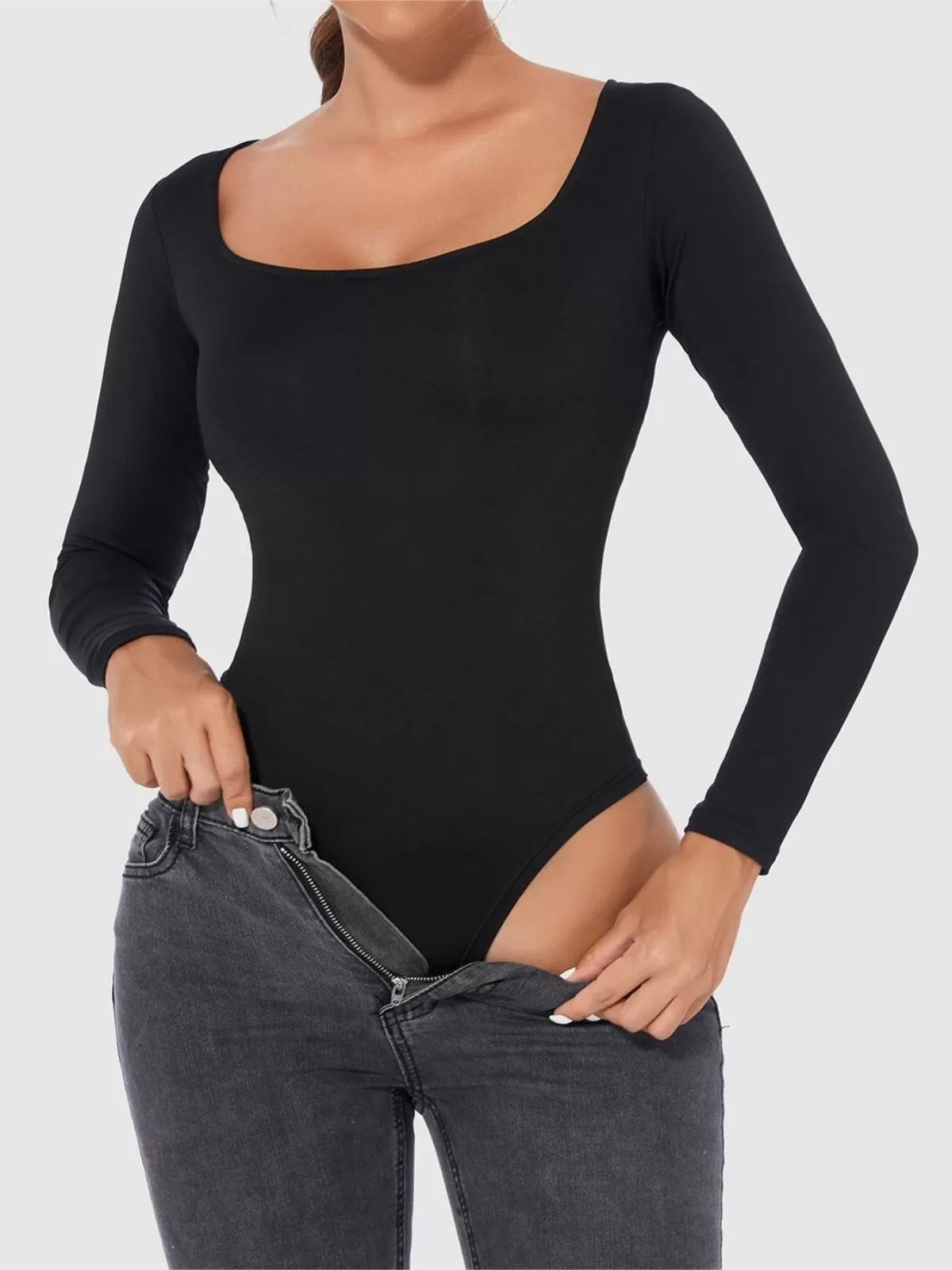 Solid Essential Square Neck High Waisted Bodysuit