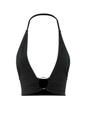 Solid Grommet Eyelet Halter Super Hot Backless Crop Cami
