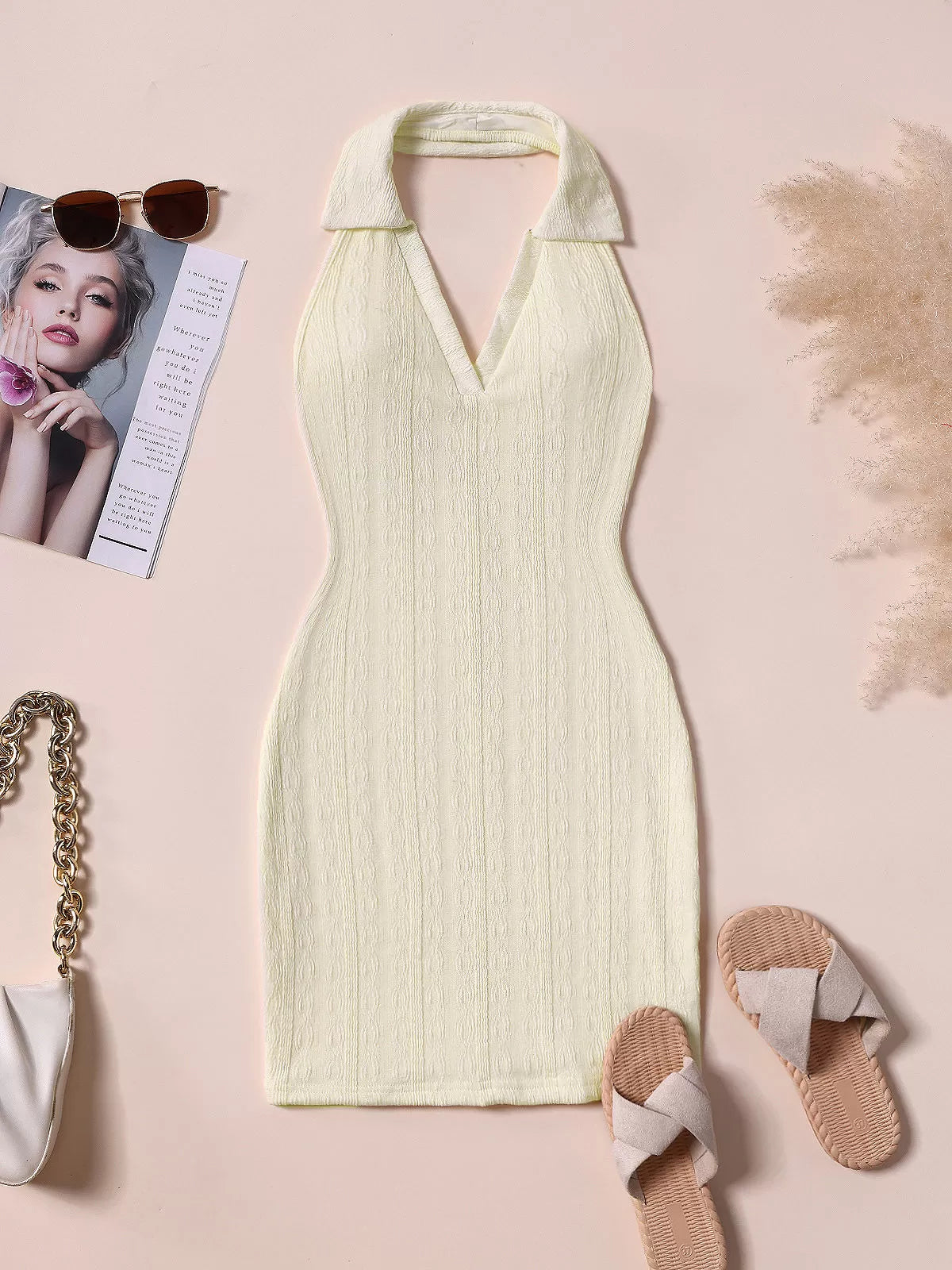 Solid Halter Bodycon Dress