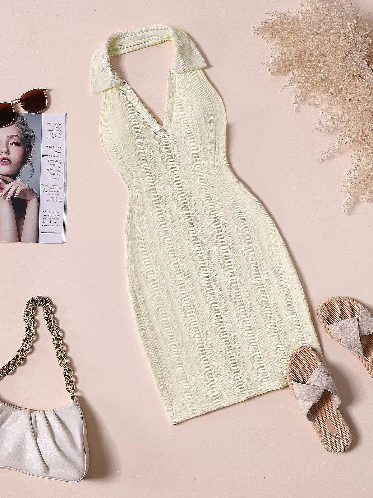 Solid Halter Bodycon Dress