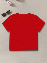 Solid Heart Round Neck Short Sleeve T-shirt