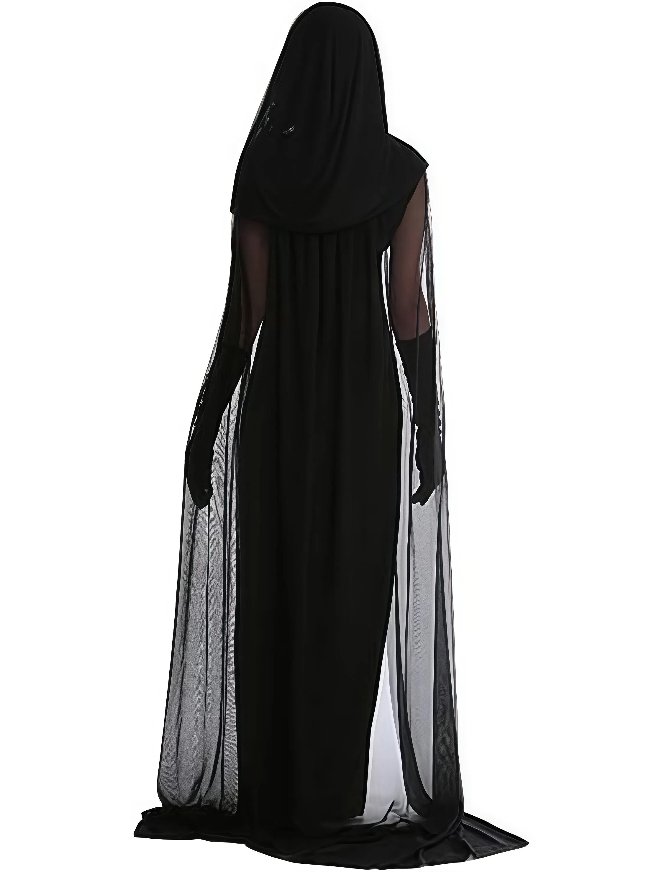 Halloween Elegant Long Witch Veil Cape Spooky Goddess Costume Fancy Dress 