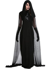 Halloween Elegant Long Witch Veil Cape Spooky Goddess Costume Fancy Dress 