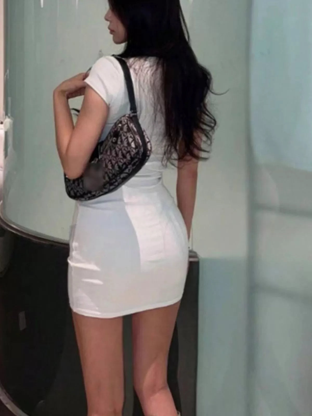 Solid High Neck Mock Bodycon Dress