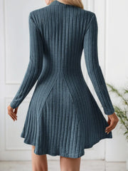 Solid High Neck Skater Dress