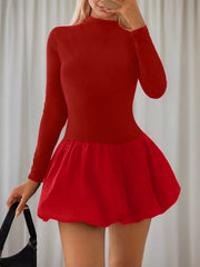 Solid High Neck Tutu Dress