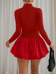 Solid High Neck Tutu Dress