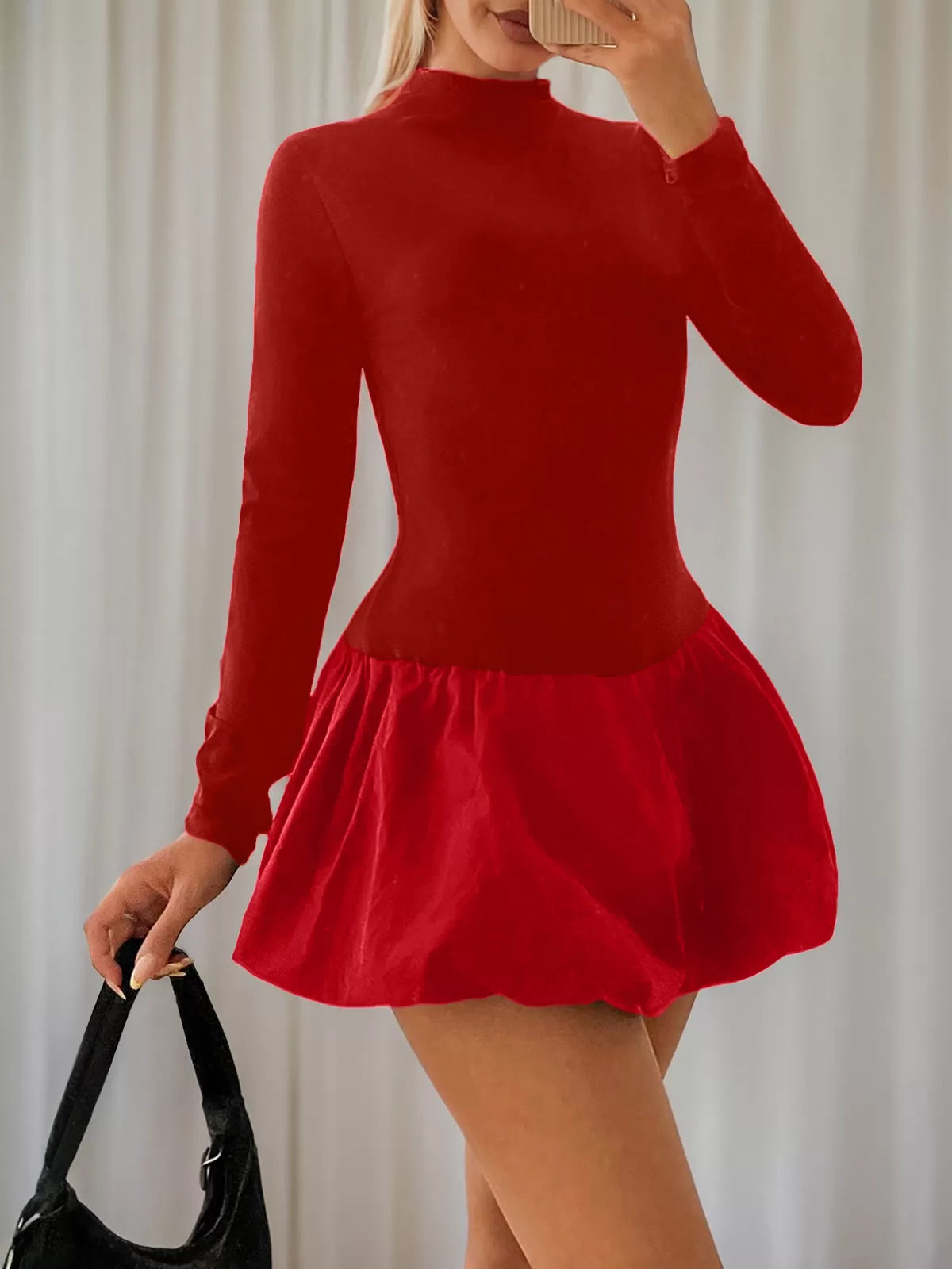 Solid High Neck Tutu Dress