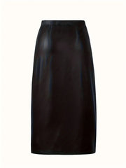 Solid High Rise Concealed Side-seam Zip Pu Leather Bodycon Skirt