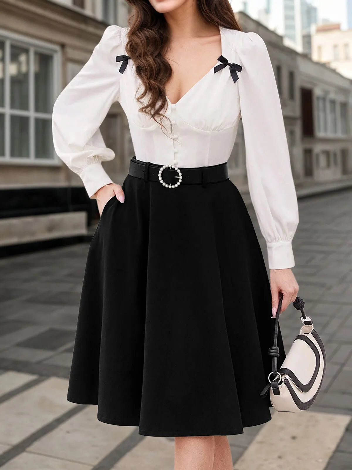 Solid High Rise Concealed Side-seam Zip Skirt