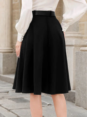 Solid High Rise Concealed Side-seam Zip Skirt