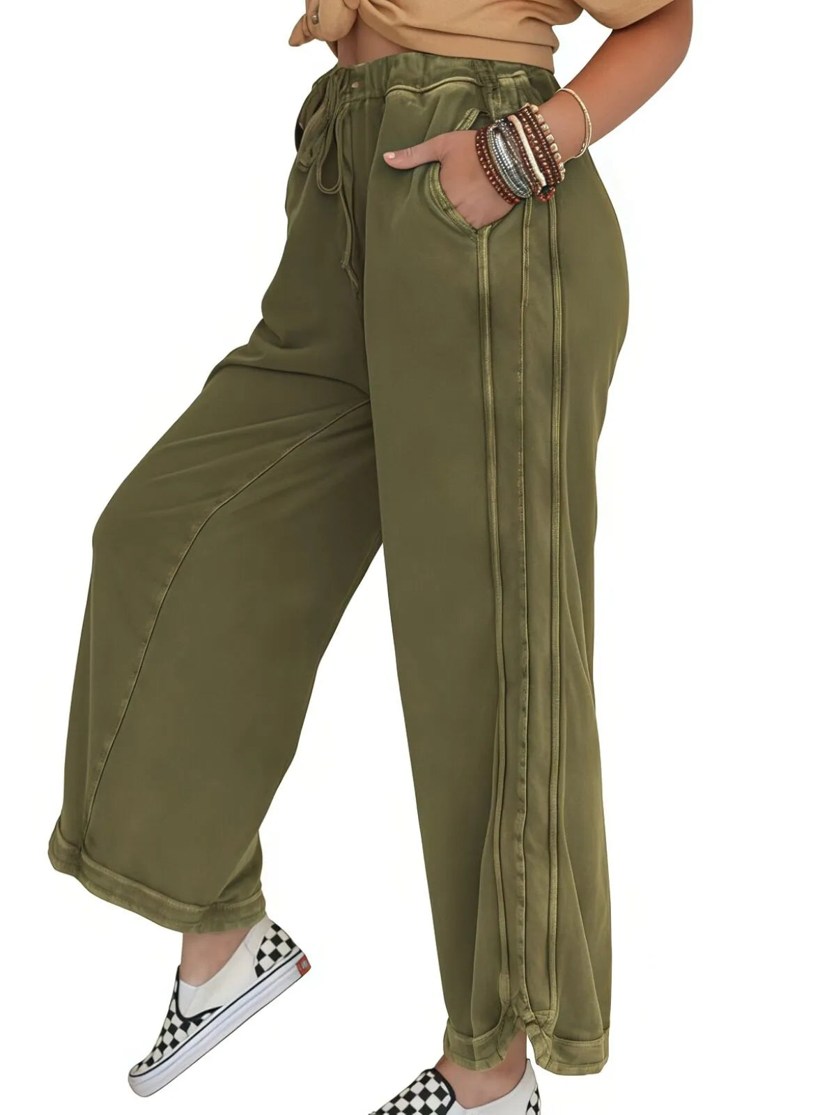 Vintage High Waist Baggy Washed Drawstring Palazzo Pants