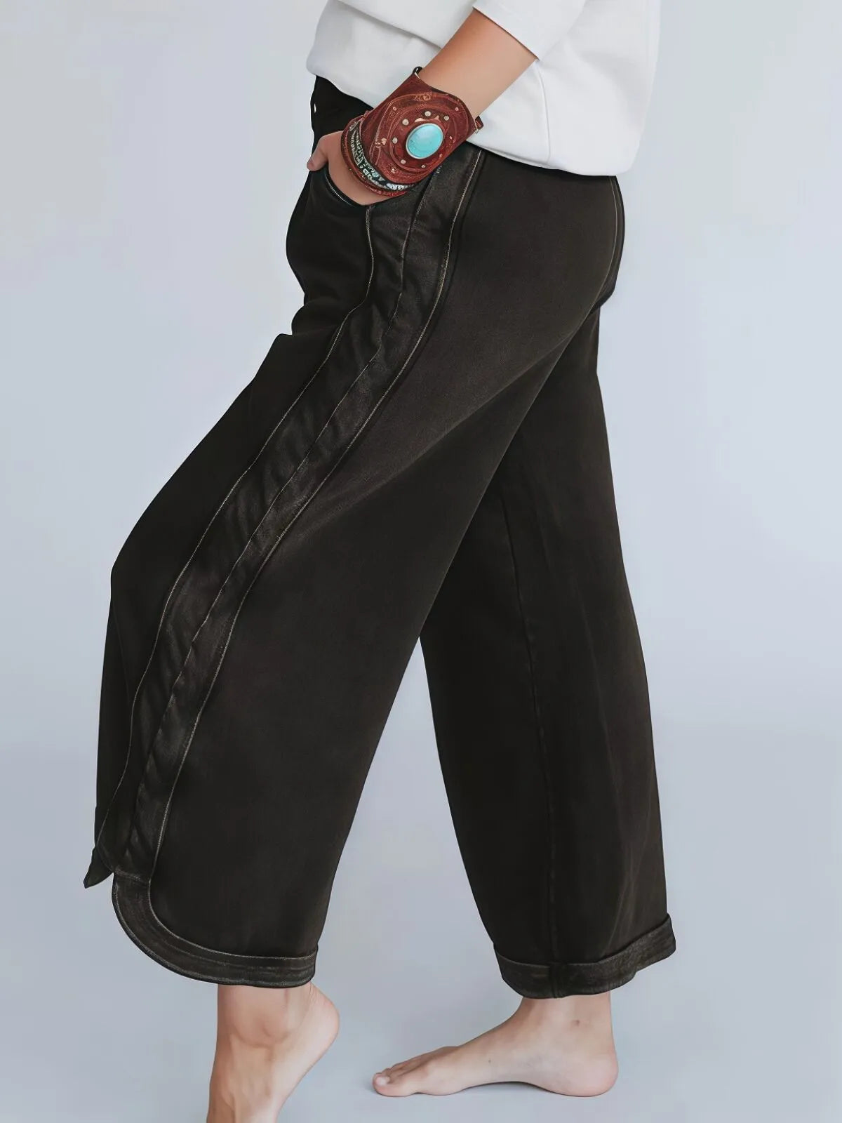 Vintage High Waist Baggy Washed Drawstring Palazzo Pants