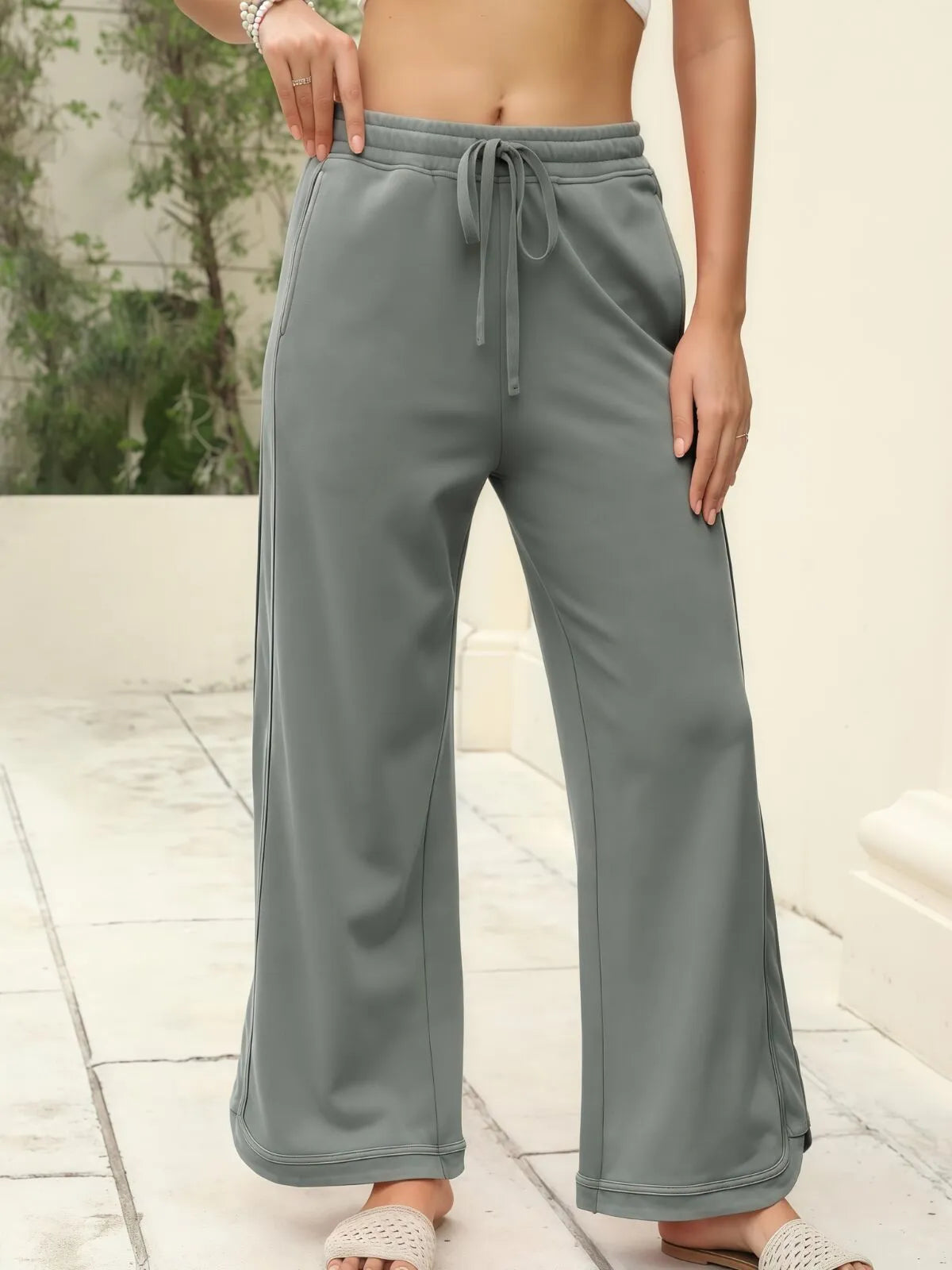 Vintage High Waist Baggy Washed Drawstring Palazzo Pants