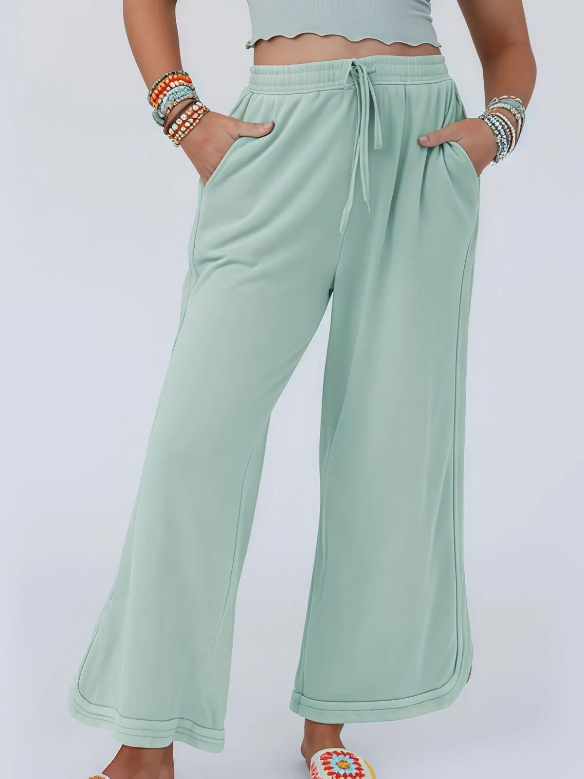 Vintage High Waist Baggy Washed Drawstring Palazzo Pants