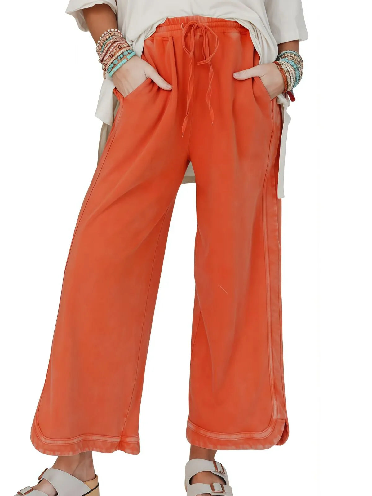Vintage High Waist Baggy Washed Drawstring Palazzo Pants