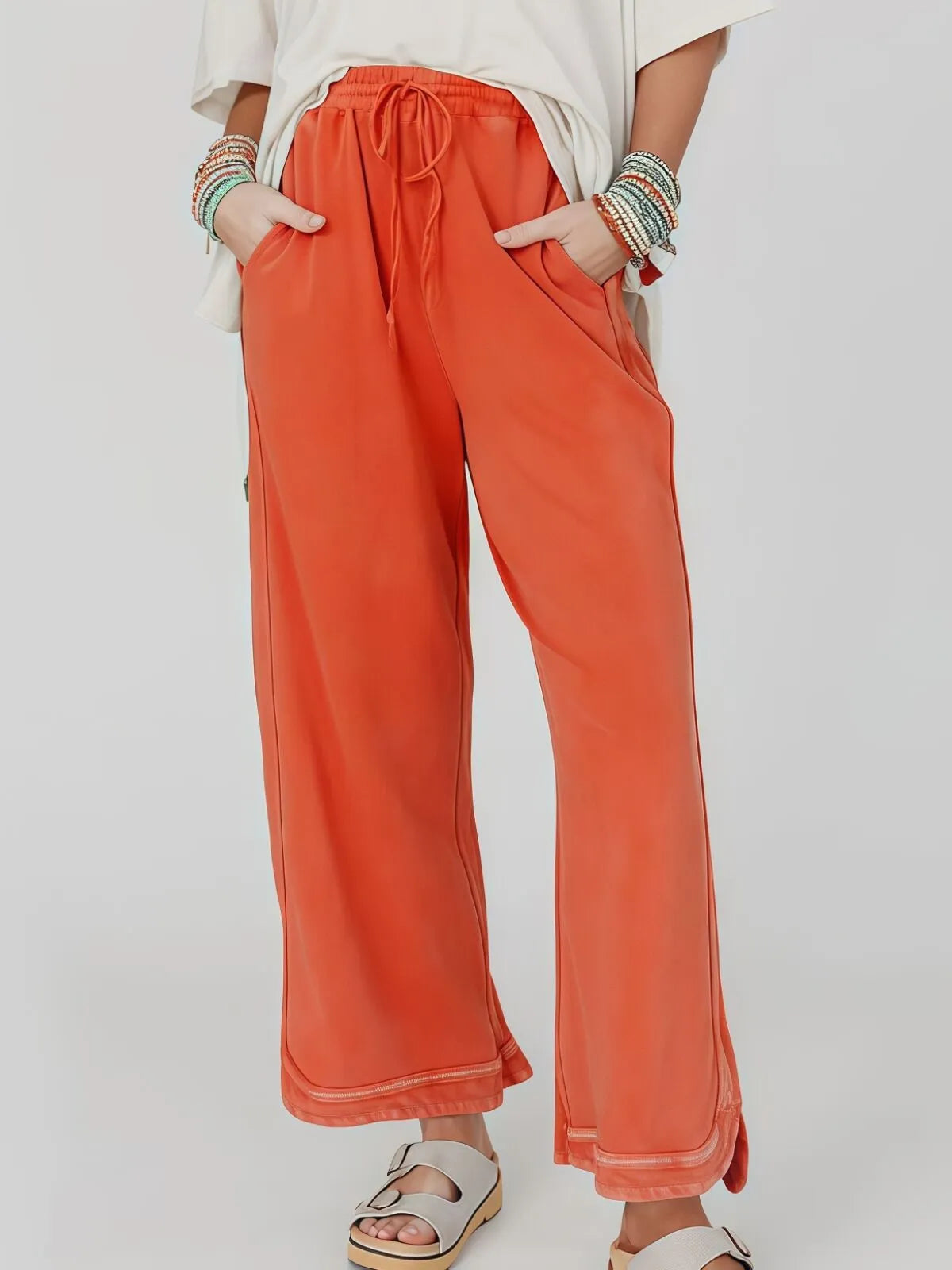 Vintage High Waist Baggy Washed Drawstring Palazzo Pants
