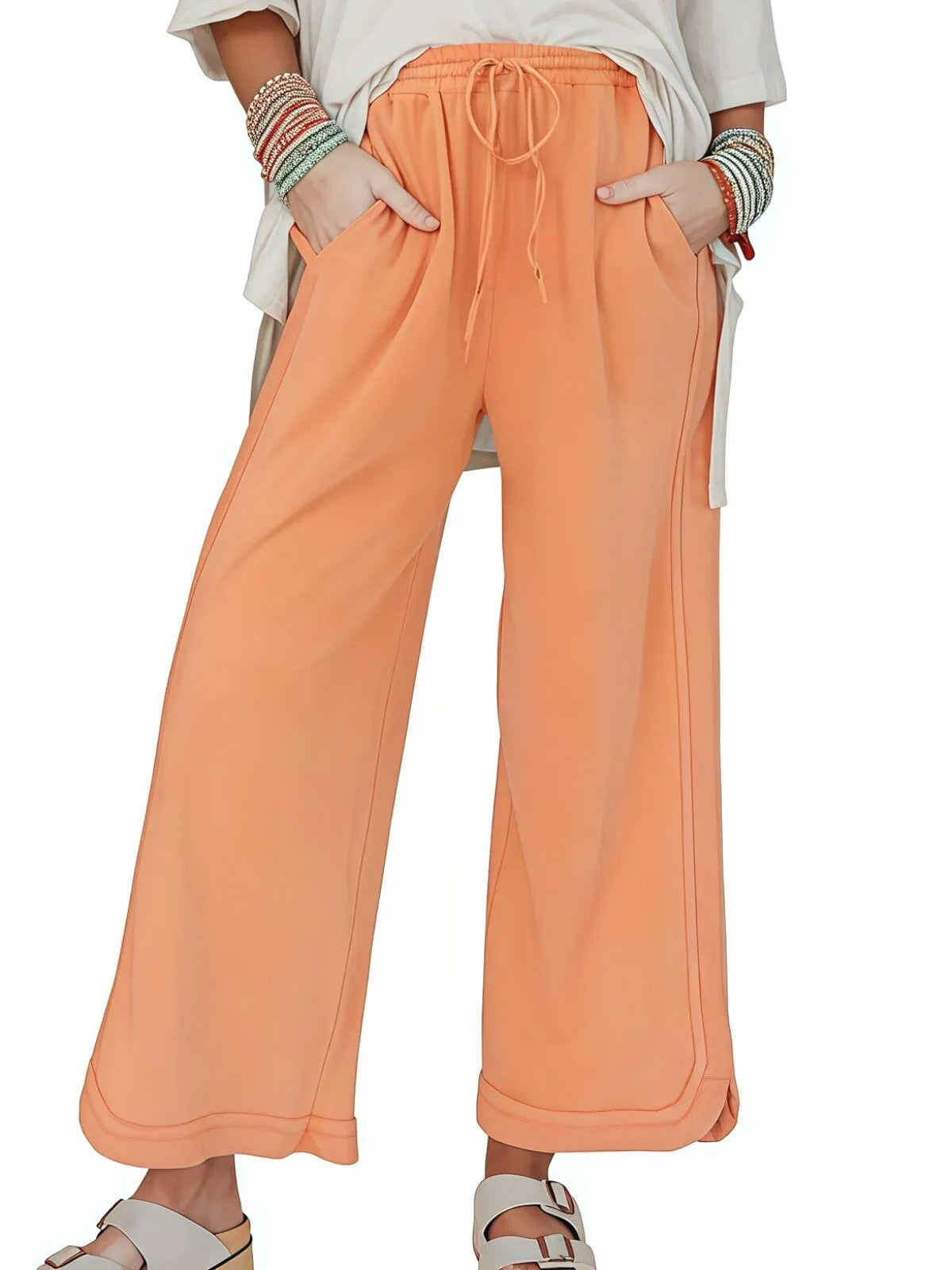 Vintage High Waist Baggy Washed Drawstring Palazzo Pants
