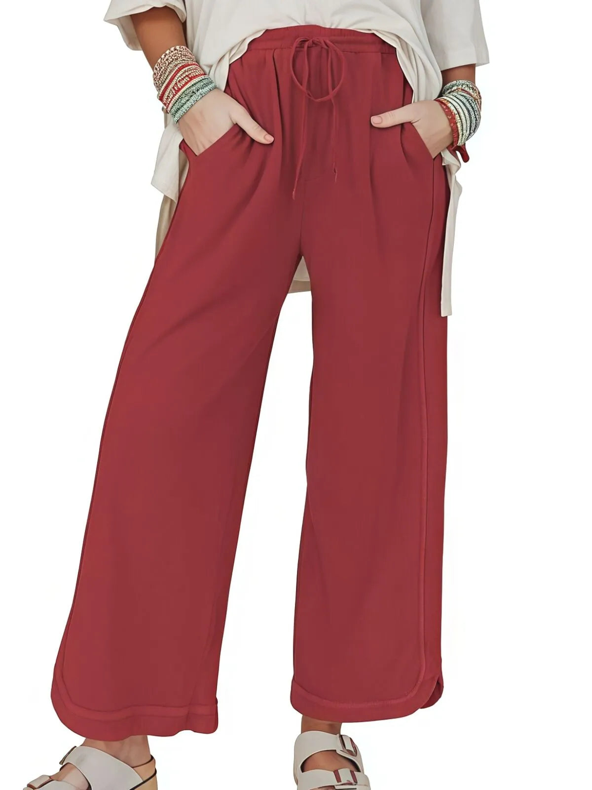 Vintage High Waist Baggy Washed Drawstring Palazzo Pants