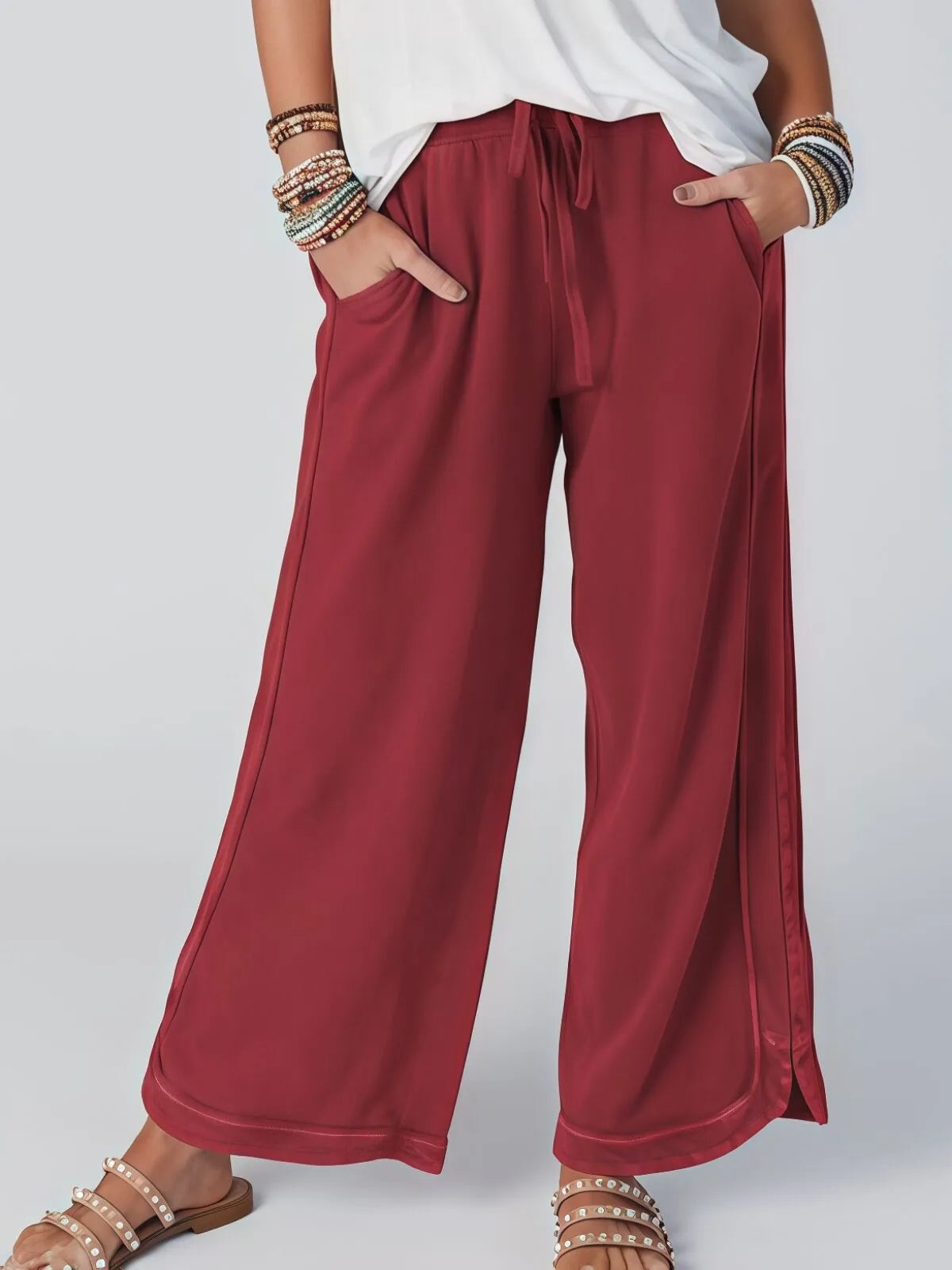 Vintage High Waist Baggy Washed Drawstring Palazzo Pants