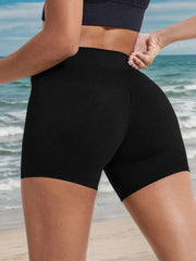 Solid High Rise Shorts