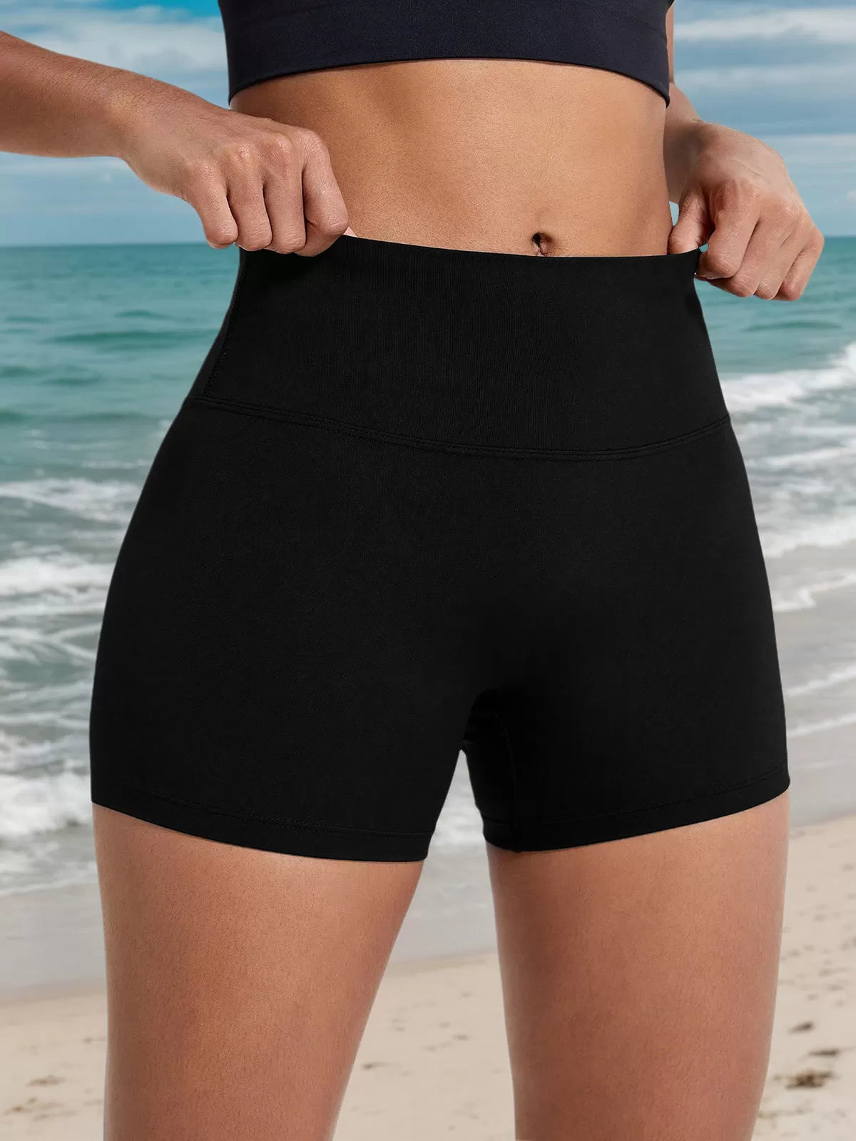 Solid High Rise Shorts