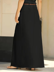 Solid Color Elegant Autumn/Spring Old Money Style Thick fashion H-shaped Commuting Hidden Center Back Skirt
