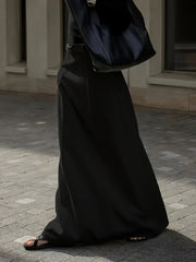 Solid Color Elegant Autumn/Spring Old Money Style Thick fashion H-shaped Commuting Hidden Center Back Skirt