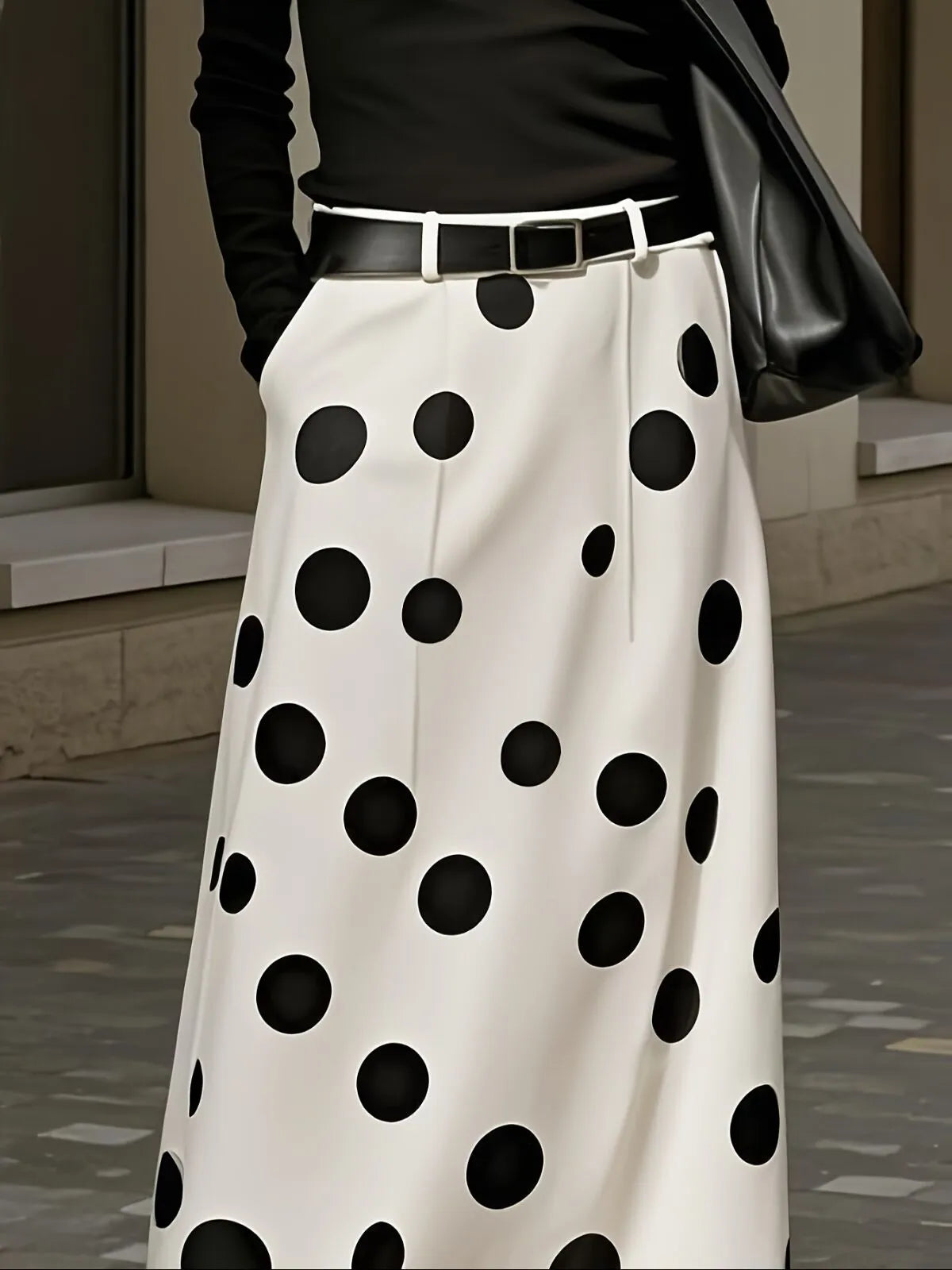 Solid Color Elegant Autumn/Spring Old Money Style Thick fashion H-shaped Commuting Hidden Center Back Skirt