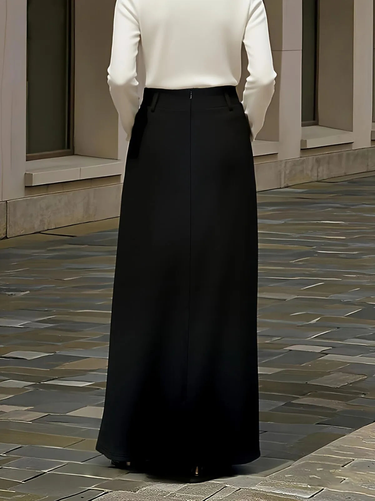 Solid Color Elegant Autumn/Spring Old Money Style Thick fashion H-shaped Commuting Hidden Center Back Skirt