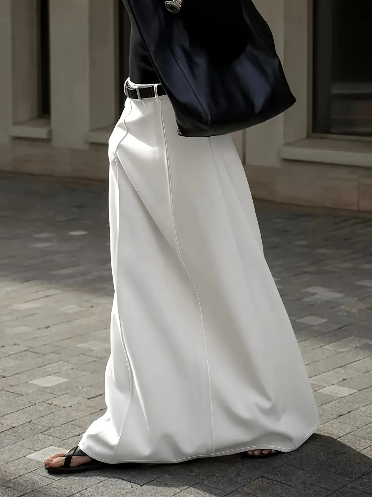 Solid Color Elegant Autumn/Spring Old Money Style Thick fashion H-shaped Commuting Hidden Center Back Skirt