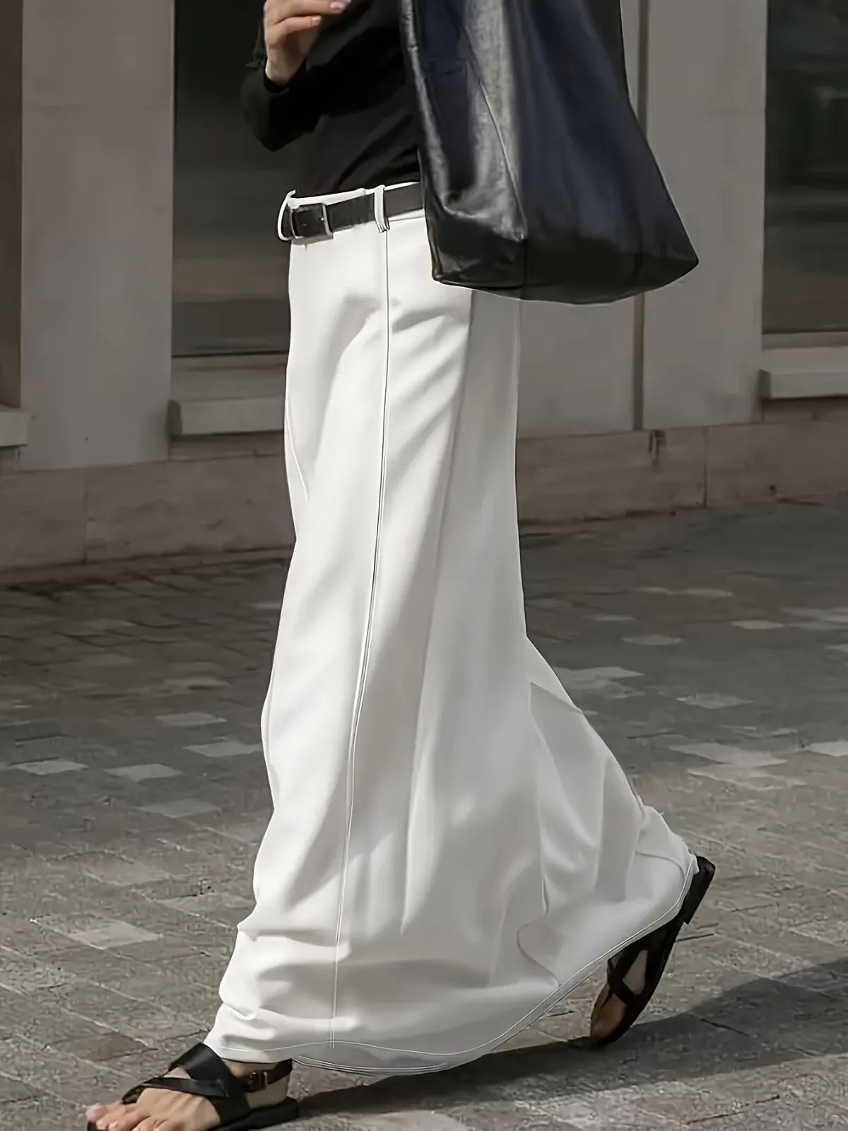 Solid Color Elegant Autumn/Spring Old Money Style Thick fashion H-shaped Commuting Hidden Center Back Skirt