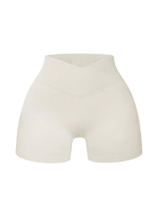 Workout Yoga Comfortable Breathable Shorts Ribbed Seamless High Waist Cross Over Athletic Leggings