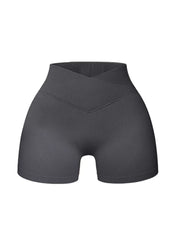 Workout Yoga Comfortable Breathable Shorts Ribbed Seamless High Waist Cross Over Athletic Leggings