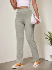 Solid High Rise Pants