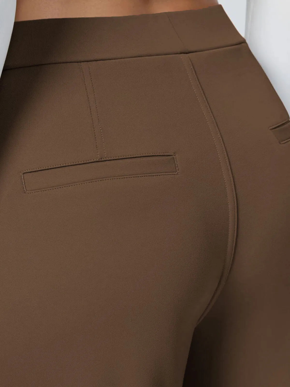 Office Chic Stretch Comfywear High Waisted Plicated Side Pocket Straight Leg Pants