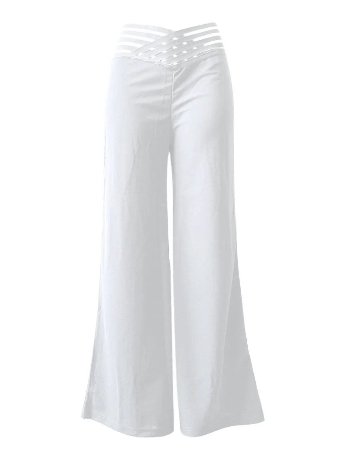 Solid Hollow Out High Rise Palazzo Pants