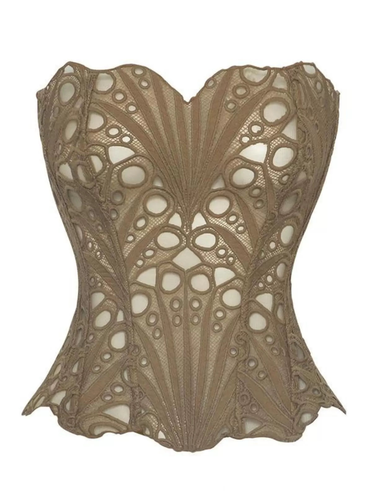Random Pattern Hollow Out Strapless Corset Elegant Contrast Lace Bandeau