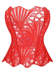 Random Pattern Hollow Out Strapless Corset Elegant Contrast Lace Bandeau