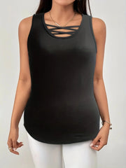 Solid Hollow Out Suspender Crisscross Front Cami