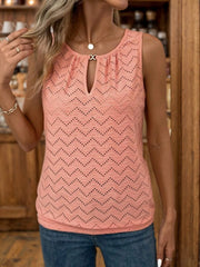 Solid Hollow Out V-neck Cami