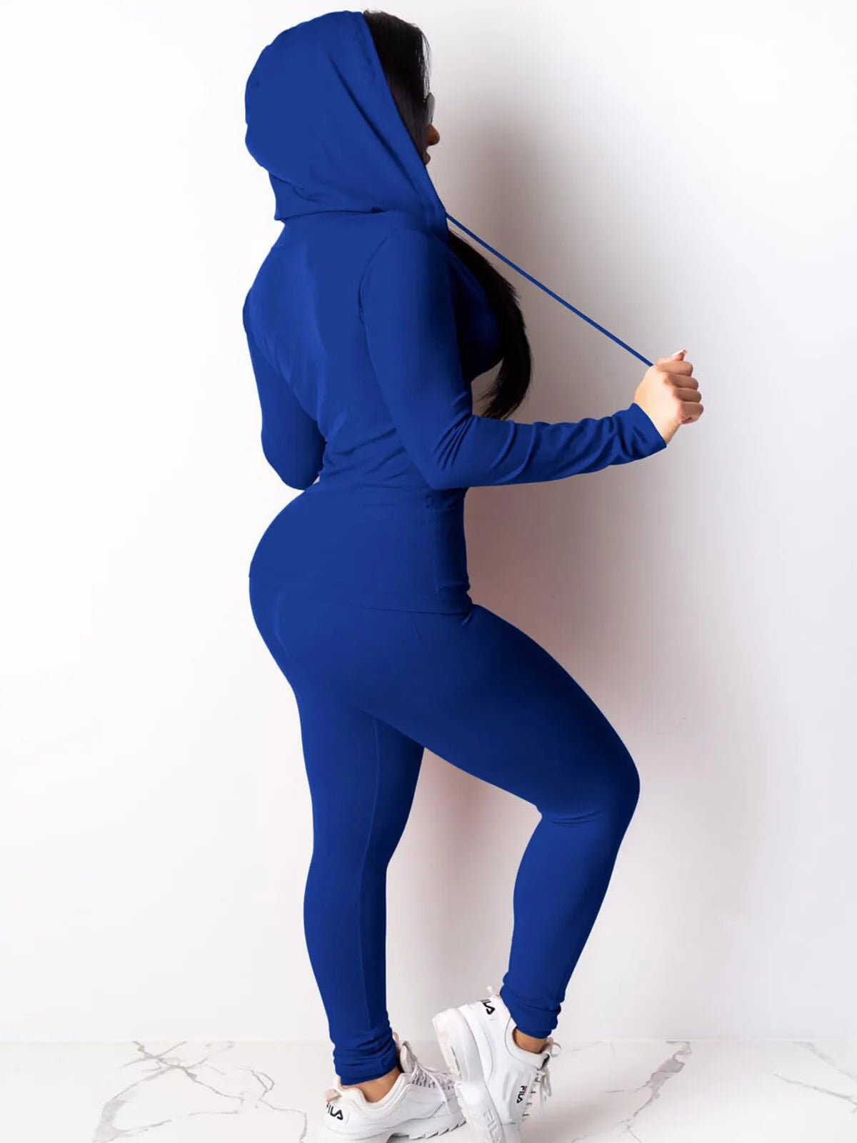 Fall Casual Soft Zipper Hoodie with Pocket and Skinny Pants Set