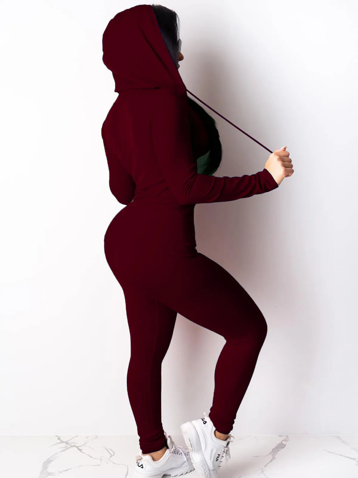 Fall Casual Soft Zipper Hoodie with Pocket and Skinny Pants Set