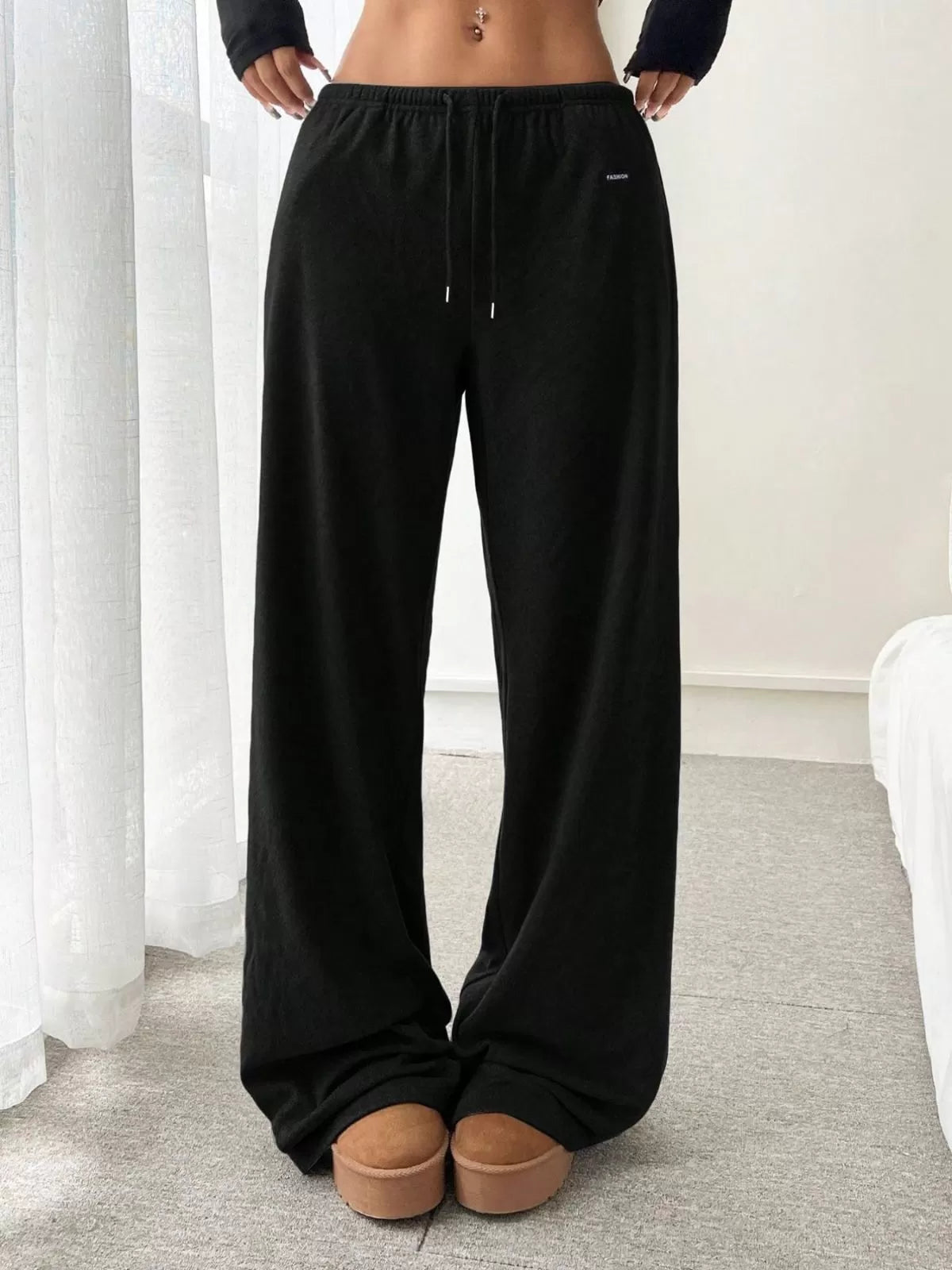 Solid Knot High Rise Palazzo Pants