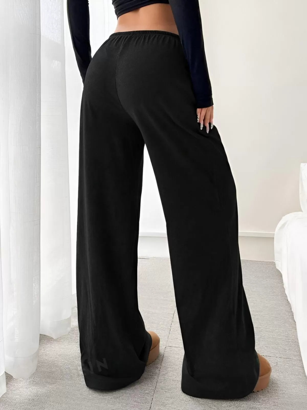 Solid Knot High Rise Palazzo Pants